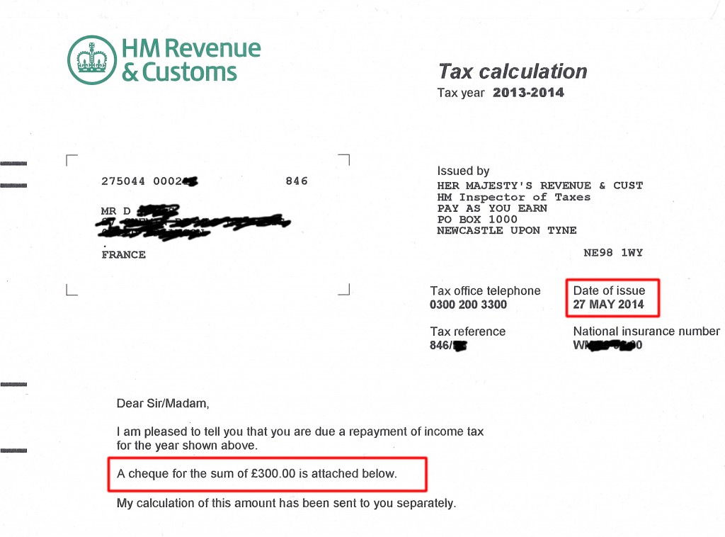 HMRC R43 Tax Calculation